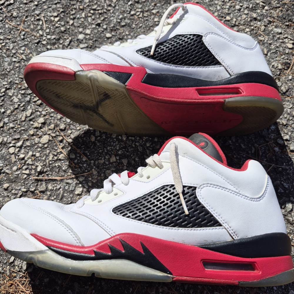 White and Red Athletic Sneakers